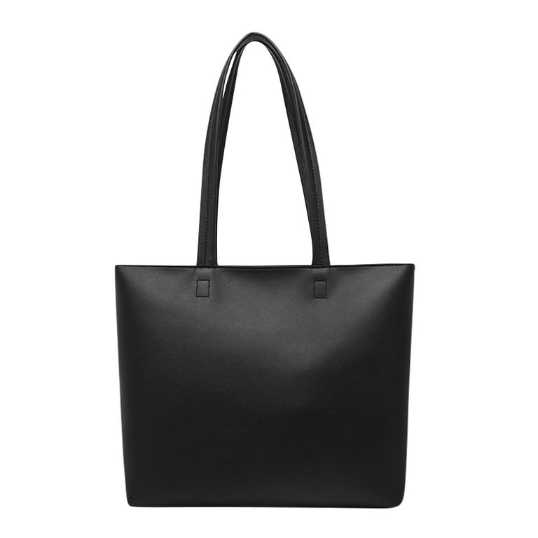 Clearance YOHOME Womens Tote Bags Leather Handbags Work School Shopping for Women with Zip and Inner Pocket Black One Size Walmart