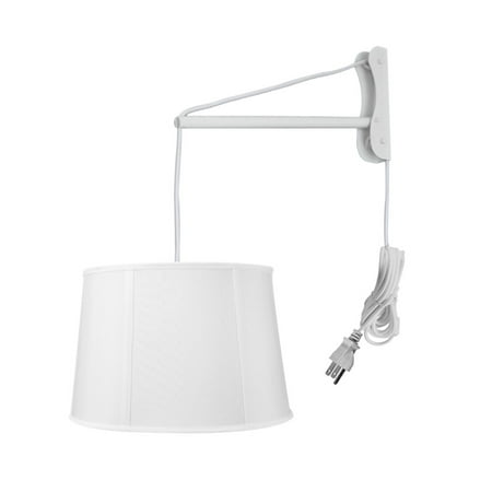 

MAST Plug-In Wall Mount Pendant 1 Light White Cord/Arm Drum White Shade 10x12x08