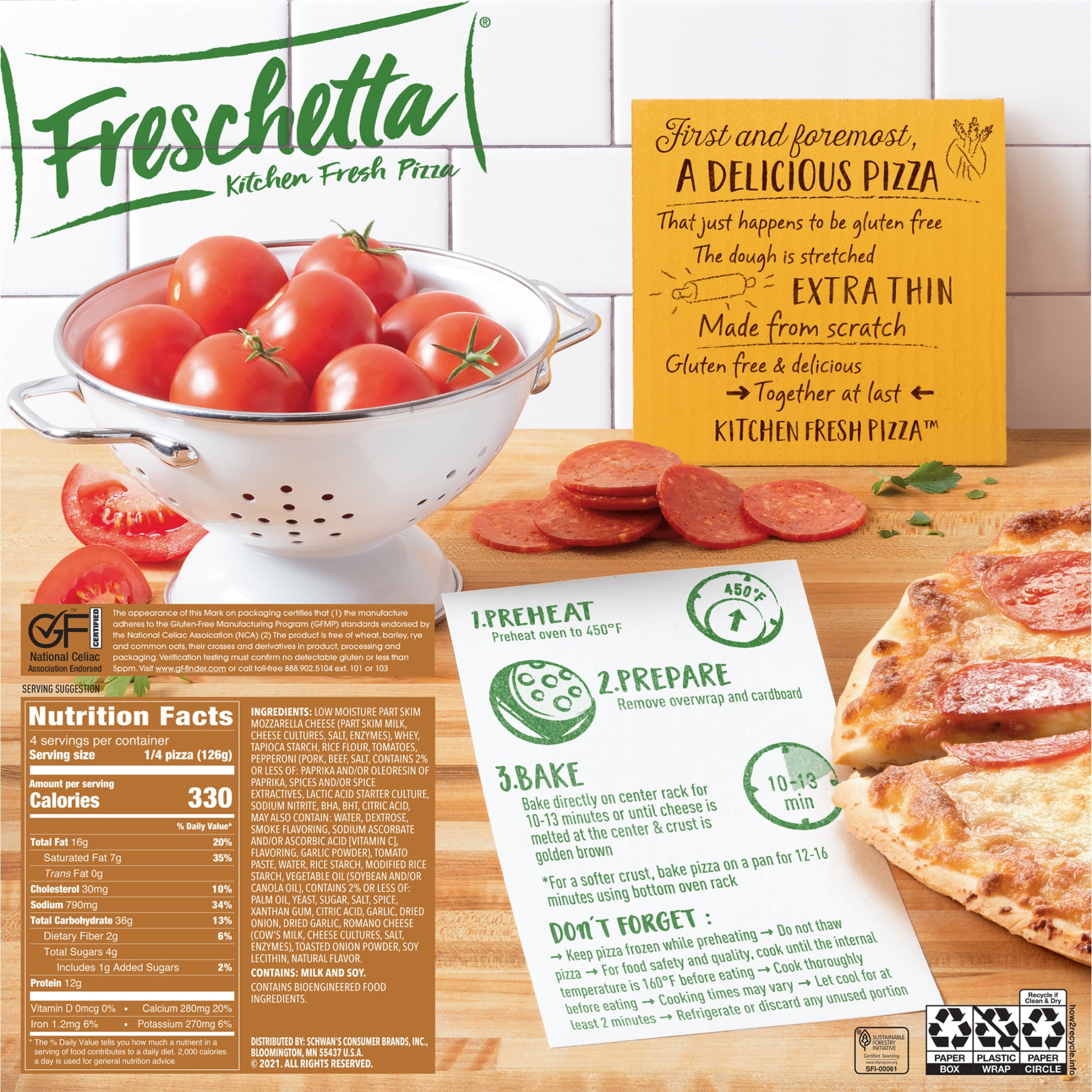 Freschetta Pepperoni Gluten Free Thin Crust Frozen Pizza, 17.78 oz