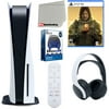 Sony Playstation 5 Disc Version (Sony PS5 Disc) with Headset, Media Remote, Death Stranding Director's Cut, Accessory Starter Kit and Microfiber Cleaning Cloth Bundle