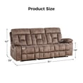 thumbnail image 2 of Bonzy Home Manual Reclining Sofa Adjustable Backrest,3 Seat Recliner Couch Sofa with Overstuffed Arms and Back Sofa Set for Living Room, Camel, 2 of 7