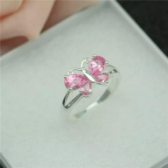 EOEMY Wholesale 925 Sterling Silver Plated Women Fashion Butterfly Rings Hj 182-8