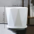 thumbnail image 2 of Macetas de cerámica de color blanco puro, macetas simples, juego de cuatro piezas de maceteros de tamaño mediano con bandeja, plantas suculentas for el hogar, cultivo de plantas verdes, 2 of 5