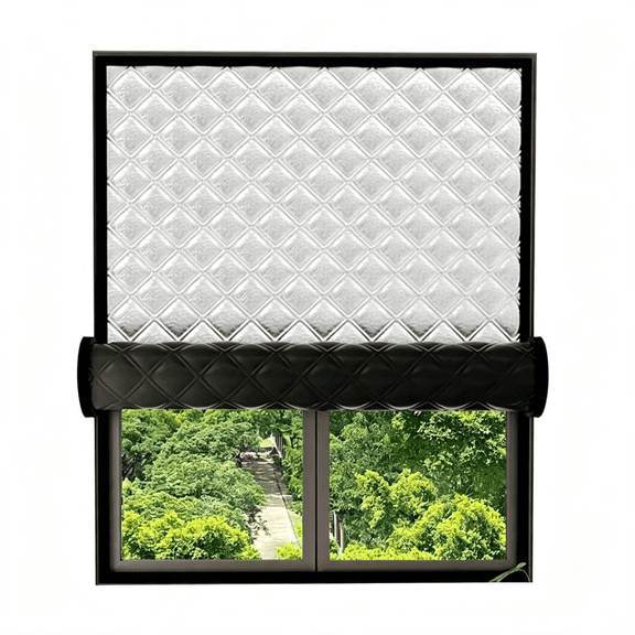 ICERUN Soundproof & Thermal Insulated Curtain, Thick Blackout Window Drape, Noise Reducing Light Blocking Window Cover with Hook Loop Tape for Street Noise Energy Saving Home Bedroom Rv