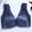 Blue, variant on Women's Ruffle Lace Wide Back Strap Wireless Push Up Bra, Front Closure Smooth Cup Trendy Daily Support Underwear Black 34