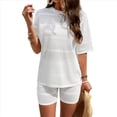 thumbnail image 1 of Conjuntos de Dos Piezas de Crochet para Mujer, Conjuntos Verano para Estar en Casa, Camisetas Corta y Pantalones Cortos, Conjunto de Playa para Vacaciones de Verano XL, 1 of 7