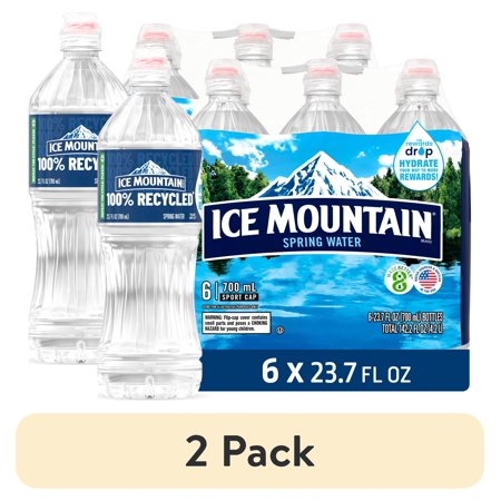 (2 pack) Ice Mountain Spring Water, 23.7 Fl Oz, 6-Pack Plastic Bottles