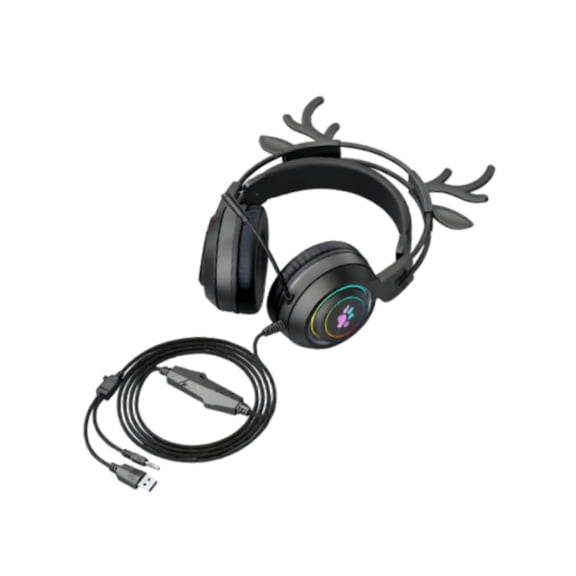 Pitycbo Wired Gaming Headset with Microphone 3.5mm USB Lightweight for Tablet Laptop Black