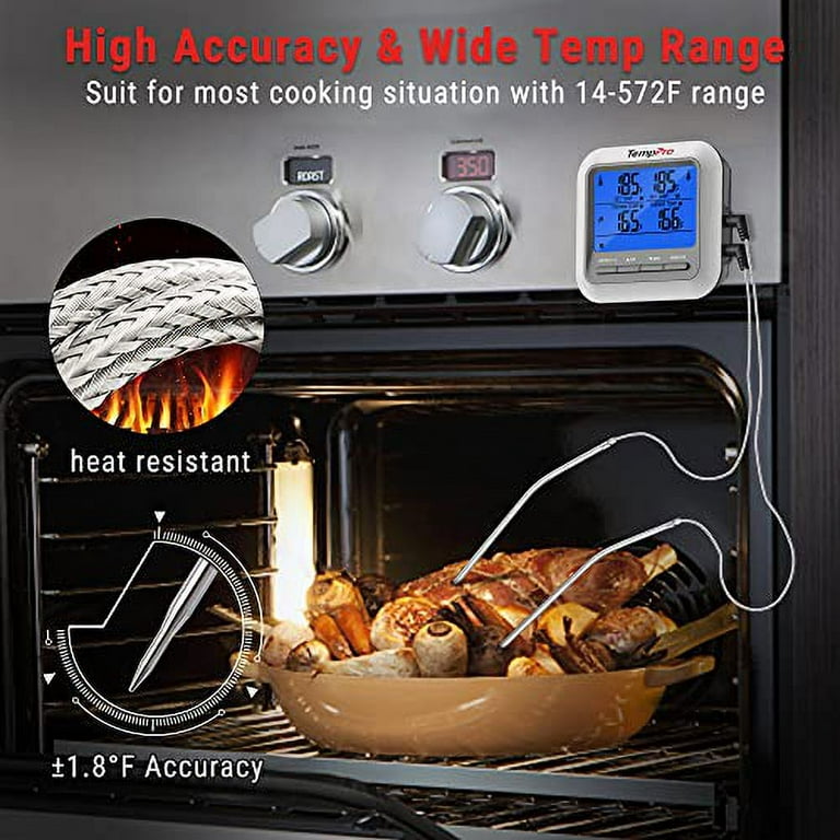 TempPro G17 Digital Meat Thermometer Dual Probes Food Thermometer for Oven  Smoker Grill Deep Fry Cooking Thermometer with Backlit Oven Thermometer