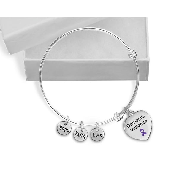 Domestic Violence Heart Retractable Charm Bracelets