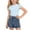 Light Blue, variant on Qingpeng Girls Summer Ruffled Cap Sleeve Crew Neck Top Embroidered Denim Shorts Casual Matching Outfit Set for Kids