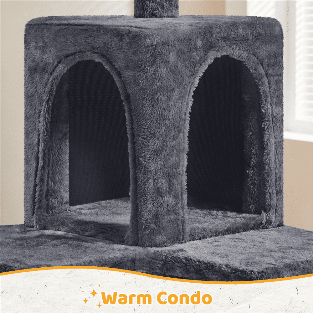 Yaheetech 53.5'' Multilevel Cat Tree Condo with Scratching Post, Dark Gray