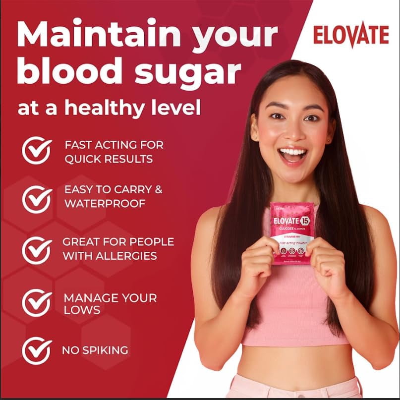 ELOVATE Glucose Tablets & Powder Set – 40 Chewable Tablets (4 Tubes) + 10 Packets – Fast-Acting Glucose for Low Sugar – Portable Carry