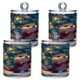 thumbnail image 2 of Cute Otter Celebrate Christmas with Fireworks Translucent Plastic Cans Storage Canisters with Lid Set of 2, 2 of 7