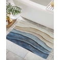 thumbnail image 3 of Area Rug with Tassels 2' x 3', Abstract Coastal Waves Beach Kitchen Runner Rug for Hallway Bedroom Throw Rugs, Vintage Blue Beige Texture Soft Door Mat for Bathroom Entrance Living Room, 3 of 9