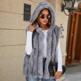 thumbnail image 6 of BiZtdJrK Lightning Sales Womens Faux Fur Vest Winter Warm Short Coat Fluffy Shaggy Sleeveless Jacket Lounge Fuzzy Outerwear Gray L, 6 of 9