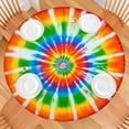 thumbnail image 2 of Rainbow Tie Dye Sunburst Round Fitted Tablecloth with Elastic Edge,Dining Table Cover Waterproof,Outdoor Round Tablecloth for Camping,Dining,Indoor and Outdoor, 2 of 7