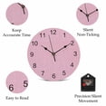 thumbnail image 5 of Wall Clock Pink Linen Texture Clocks PVC Silent Non-Ticking Battery Operated Decorative Farmhouse Solid Color Round Clock for Home Living Room Kitchen Bedroom Office School Wall Decor 10 Inch, 5 of 9