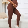 thumbnail image 4 of DeHolifer Leggings for Women Maternity Workout Over The Belly Pregnancy Yoga Pants with Pockets Soft Activewear Work Pants Coffee L, 4 of 8