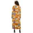 thumbnail image 2 of FKELYI Retro Colorful Flower Print Long Sleeve Maxi Dress for Women V-Neck Soft Casual Dress Flowy A-Line Dresses with Side Pockets for Party Wedding, L, 2 of 6