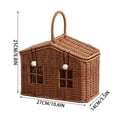 thumbnail image 3 of House Shaped Handwoven Rattan Storage Basket, Portable Organizer with Handle, Rustic Fall Thanksgiving Tabletop Container for Gifts Accessories Entryway & Home Decor, Natural Woven Accent, 3 of 7