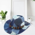 thumbnail image 4 of Jiibva Western Cowboy Hat for Women Men, Tie Dye Patchwork Denim Hat Wide Brim Bucket Hat Vintage Jazz Hat for Stylish Party Accessory, 4 of 7