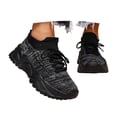 thumbnail image 3 of Womens Sneakers Solid Color Lace Up Sneakers Solid Color Flying Woven Running Shoes Running Shoes Women Dark Gray 39, 3 of 9