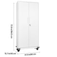 thumbnail image 4 of KFFKFF Metal Storage Cabinet, 72.6 in Rolling Steel Garage Cabinet with Adjustable Shelves, Magnetic Doors & Keys, Lockable 5-Tier Tool Organizer for Pantry, Warehouse, Basement, Office, White, 4 of 9