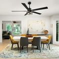 thumbnail image 3 of Vaczon 60" Industrial Matte Black Large Smart DC Motor Ceiling Fan with Light and Remote, APP Control, 3 of 17