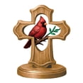 thumbnail image 3 of 2PCS Handcrafted Cardinal Cross Ornament, Red Birds Decoration Easter Ornaments, Wooden Memorial Gift with Crimson Cardinal ranch Design for Bereavement Sympathy for Home, Office, or Church Decor, 3 of 6
