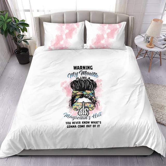 Warning My Mouth Messy Bun Bedding Set TS04
