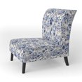 thumbnail image 3 of Designart "Flourishing Renaissance In Cobalt Blue" Blue Floral Upholstered Accent Chair - Cottage Arm Chair For Living Room, 3 of 7