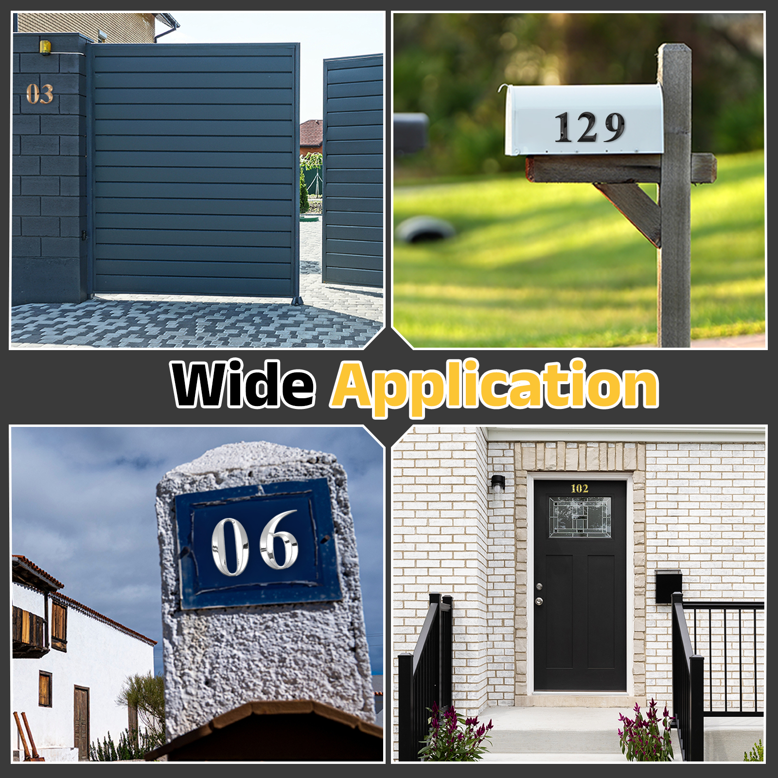 Uxcell 20 Pack House Numbers for Outside, 4 Inch 0-9 Self Adhesive Mailbox 3D Door Number Stickers for Apartment Office Hotel Room Signs, Black