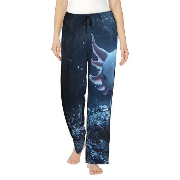 Balery Heart Axolotl Pantalones de pijama para mujer, pijamas ultraligeros, pantalones de estar por casa-X-Large