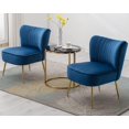 thumbnail image 2 of KCC Modern Velvet Upholstered Accent Chair Set of 2,Mid Century Living Room Chairs with Golden Legs,Comfy Armless Chair Wingback Single Sofa Side Chair for Bedroom,Blue, 2 of 16