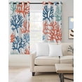 thumbnail image 2 of Orange Blue Coral Blackout Curtains for Bedroom/Living Room, Thermal Insulated Kitchen Curtains, Green Gradient Coastal Ocean Color Grommet Darkening Window Treatment Drapes 52"x84"x2, 2 of 8