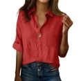 thumbnail image 2 of Endives Women's Cotton Linen Shirt Solid Color Long Sleeved Shirt Casual Daily Wear Comfortable Womens Blouse Summer Trendy S-5XL, 2 of 6