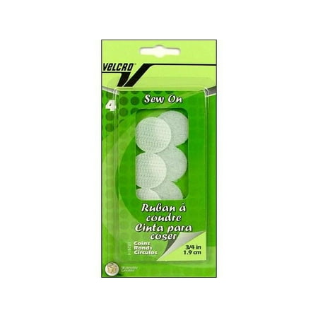 VELCRO 3/4" White Sew On Coins, 4 Count