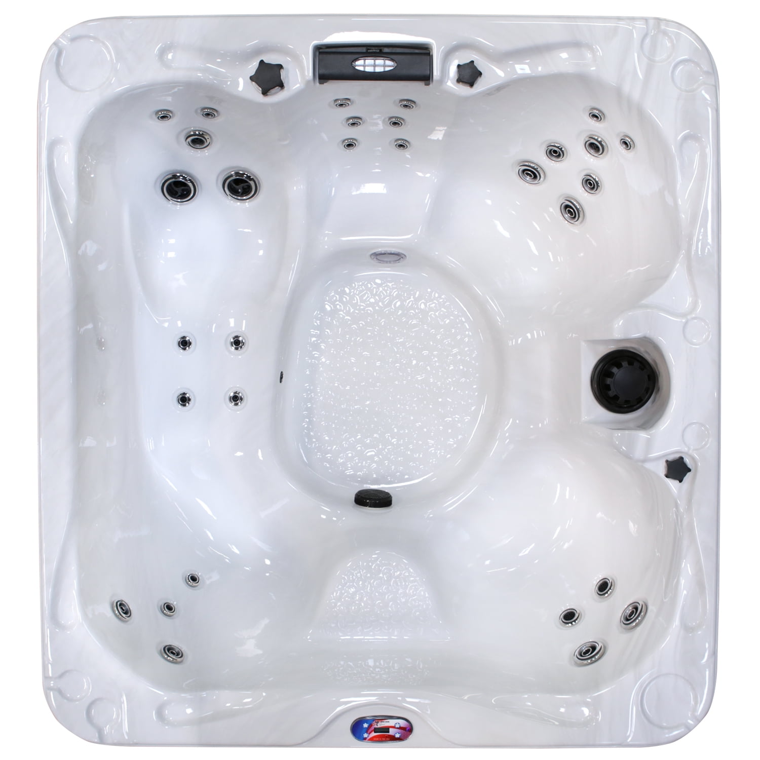 5-Person 30-Jet Lounger Sterling Silver Spa with Backlit LED Waterfall by Lloyds Material Supply
