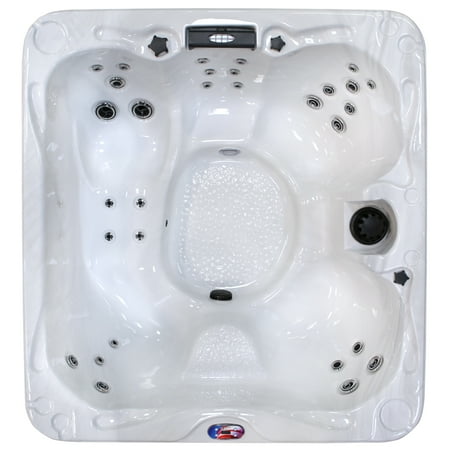 American Spas AM-630LS 5-Person 30-Jet Lounger Spa with Backlit LED Waterfall, 5.5Kw Titanium Heater, Cover