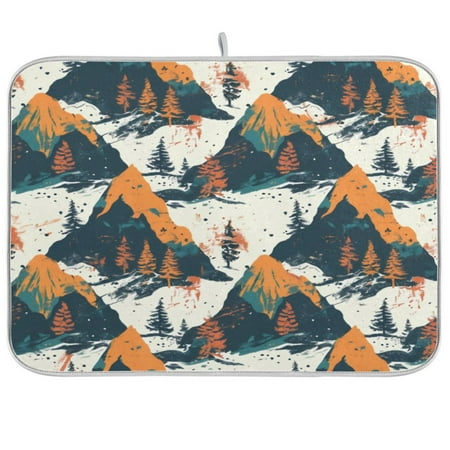 

Kitchen Drying Mat 18x24In Drying Dish Mat Dish Drying Mats Kitchen Countertop Multi-Function Drain Drying Mat Kitchen Table Multicolor Mountain