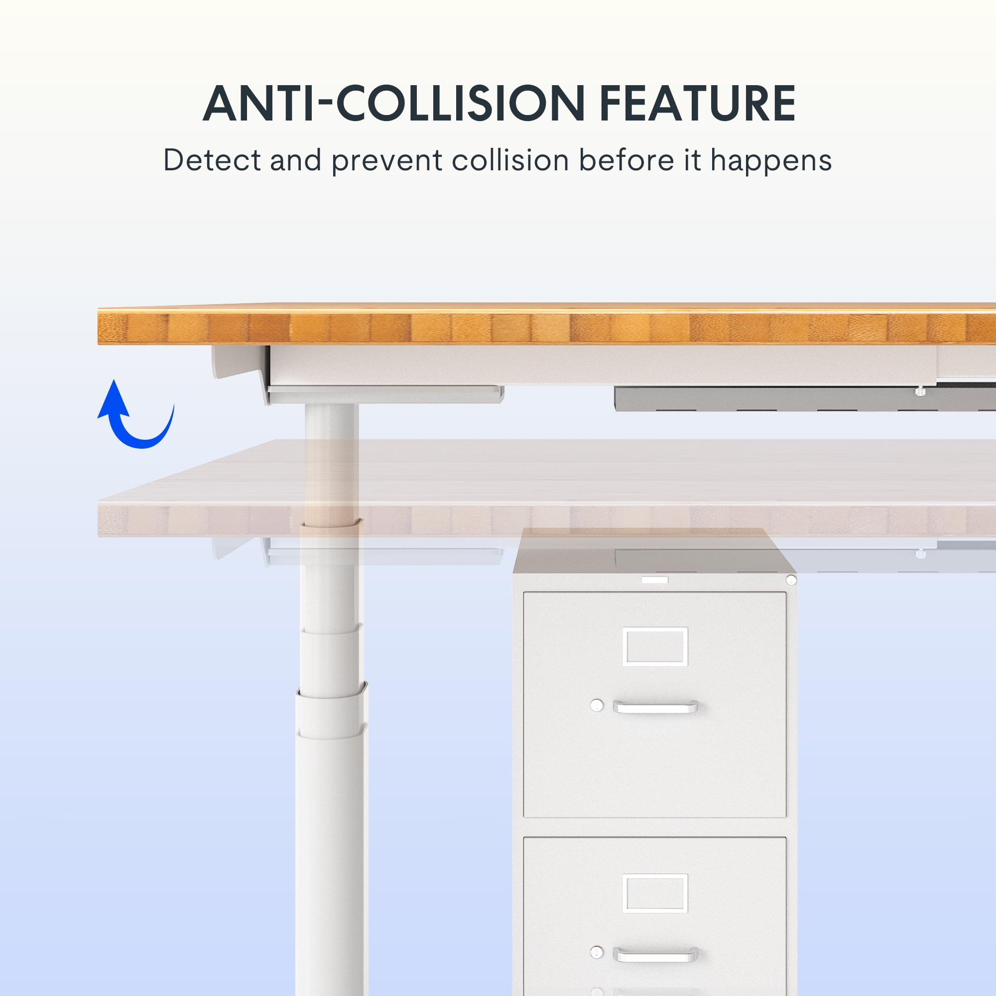 FLEXISPOT 60"x30" Dual Motors 3-Stage Height Adjustable Standing Desk Ergonomic Home Office Sit Stand Desk with USB Port, Bamboo Curved Desktop White Oval Frame