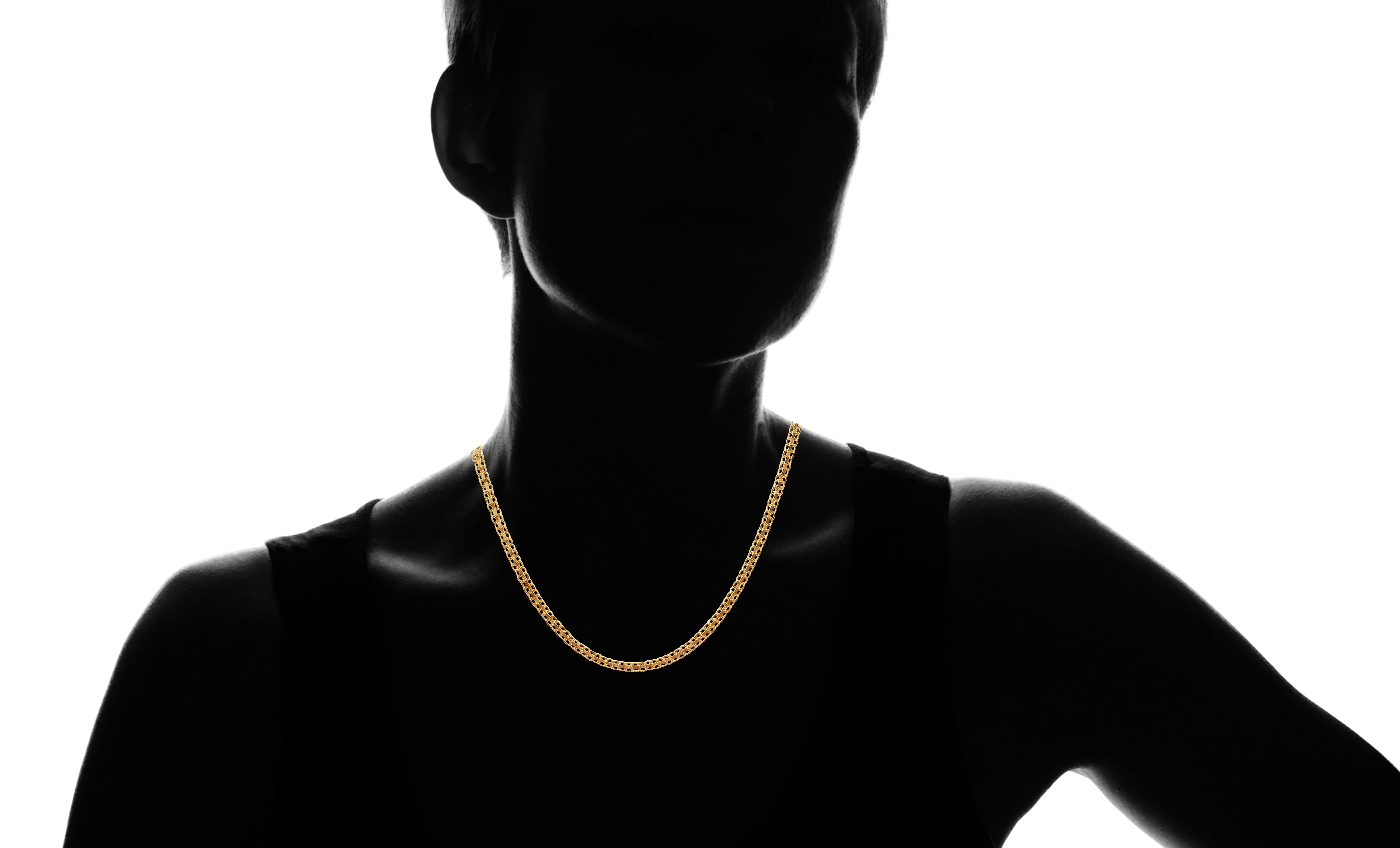 Gold Over Sterling Silver Bismark Chain Necklace 22 Inch