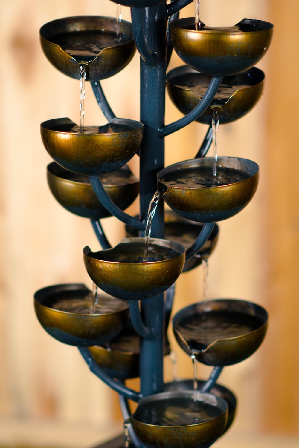 Hi-Line Tall Multi Level Zinc Metal Stacked Fountain, Rust-Resistant, Durable Metal Construction