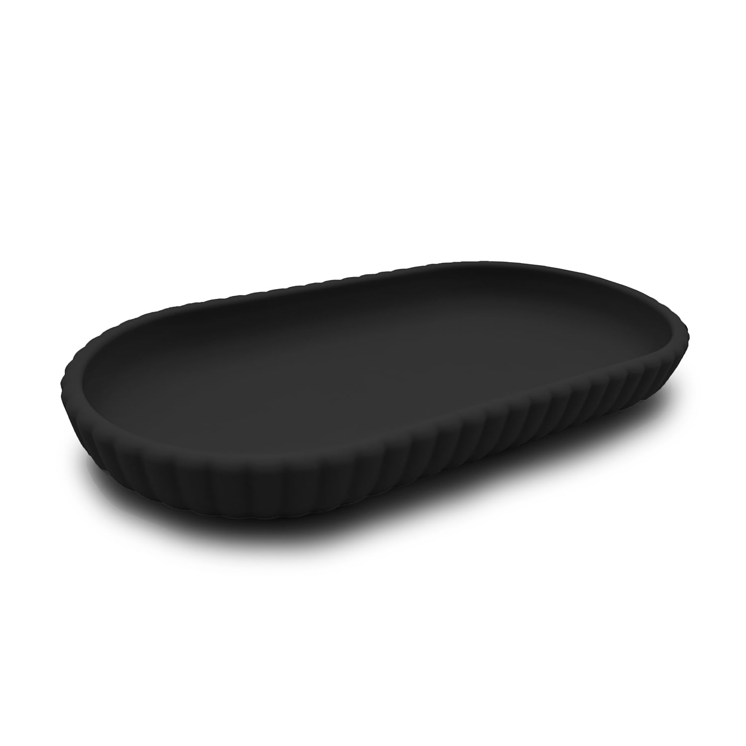 (3 pack) Mainstays Rubberized Plastic Ribbed Accessory Tray, Black