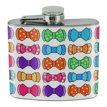 

Girly Cute Colorful Bows Pattern Stainless Steel 5oz Hip Drink Kidney Flask