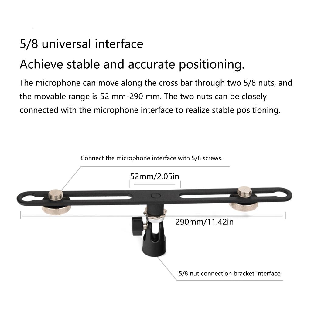 Oasiva Microphone Double Holder 2Way Arm Double Heavy Duty Mic Clip Stereo Mount Brackets