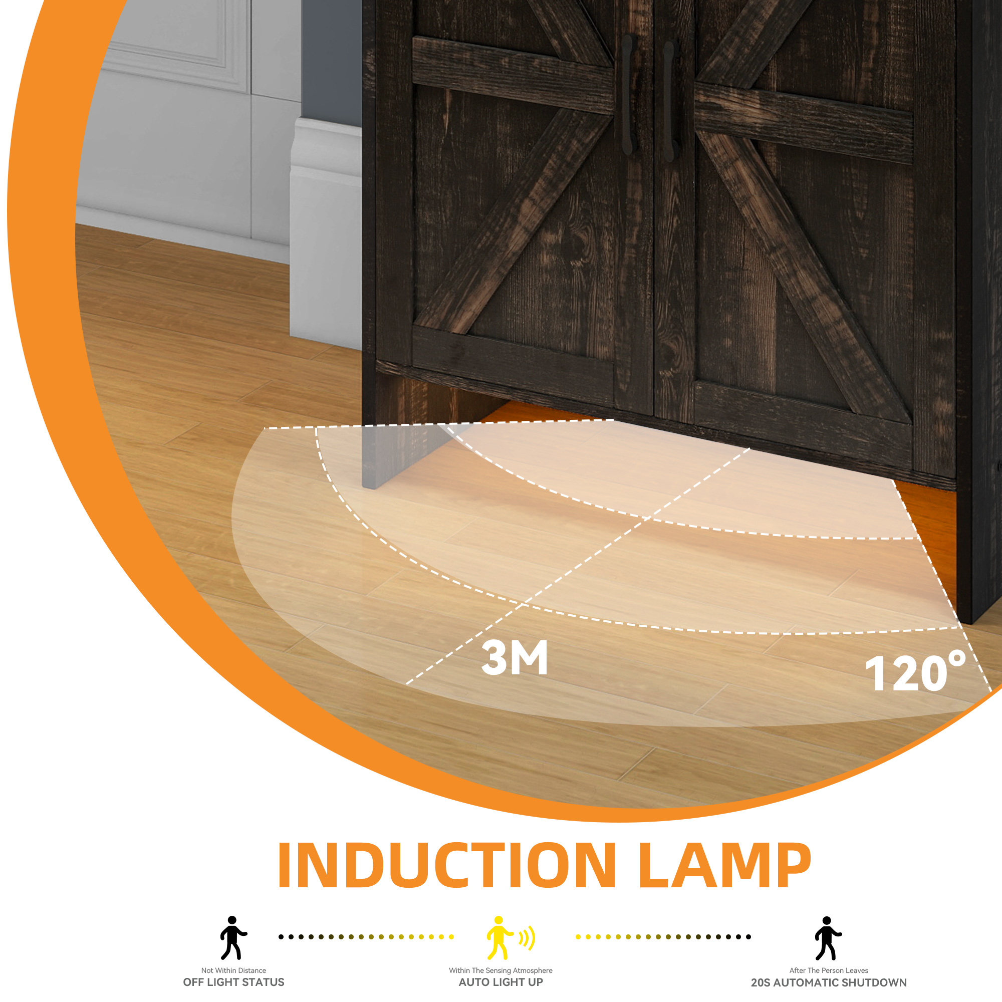 Uforic Farmhouse Narrow Slim 6-Tier Shoe Storage Cabinet with Top Drawer&Sensor Light for 16 Pairs for Entryway, Foyer, Dark Rustic Oak