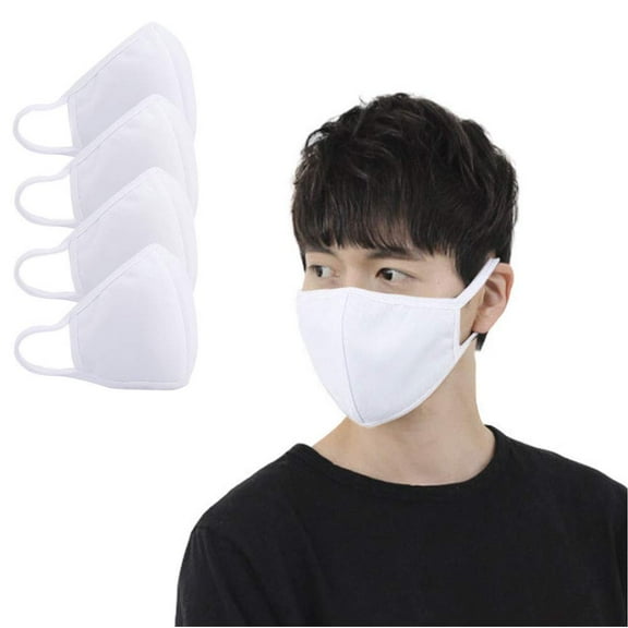 Cotton 3D Washable Face Mask / Reusable Facial Cover #White 4ea SET