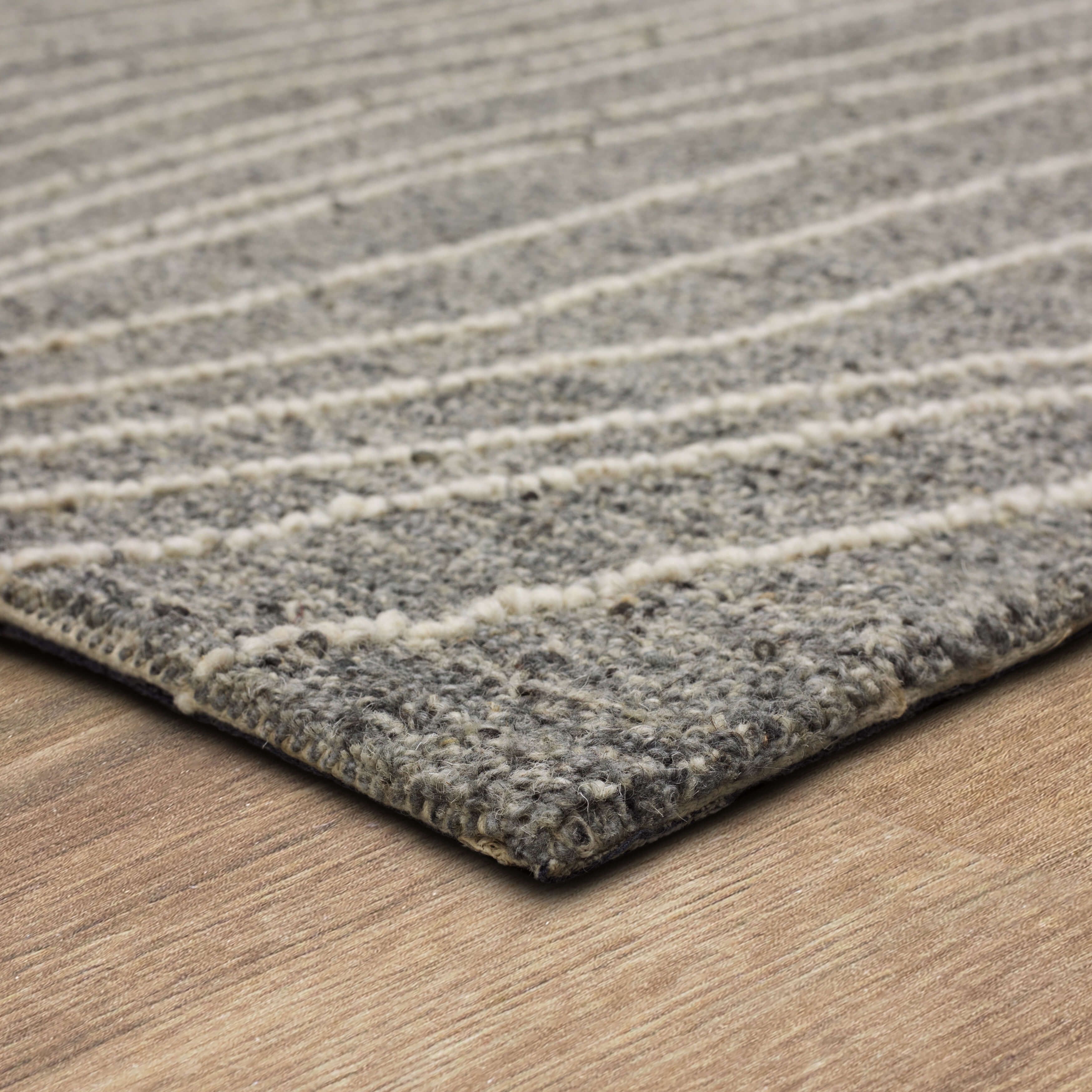 Mainstays Wool Lines Plush Indoor Fade Resistant Tufted Area Rug, Grey, 8' x 10'